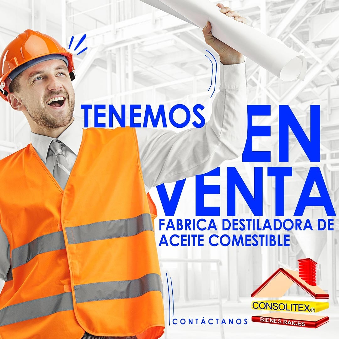 CONSOLITEX's tweet image. ¡OPORTUNIDAD DE NEGOCIO! 
Fábrica destiladora de aceite comestible en Carabobo. 
Contamos con las mejores opciones en el ramo inmobiliario. 
¿Deseas saber toda la información?
Llama o escribe a nuestro WhatsApp 0414-402.98.20 
/ 0241-832.21.11 / 0241-813.48.00 #FelizLunesATodos