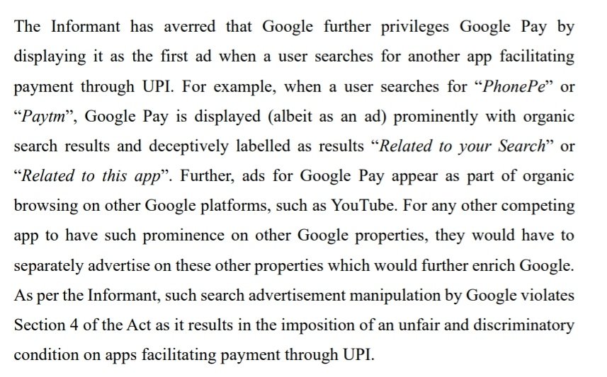 5. That Google prioritises Google Pay ad on the play store everytime someone searches for Paytm or Phonepe.Reminder: this is similar to the Bharatmatrimony case that is in the Supreme Court (since 2012)11/