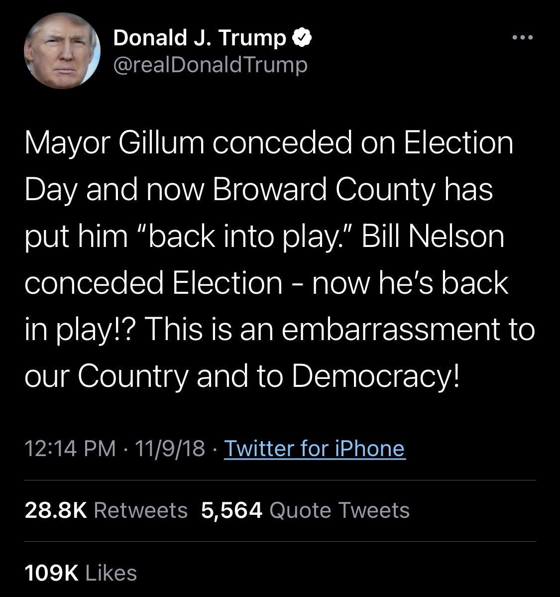 Remember 2018 when Trump started to worry about races in Florida, Georgia, and Arizona, so he started claiming there was fraud and corruption?