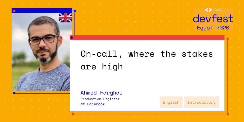 DevFestEgypt's tweet photo. What's it's like to be an on-call engineer?
@AhmedSoliman will walk us through some of the learnings that production engineers at Facebook apply in their daily lives

#DevFestEgypt #DevFest2020 https://t.co/vsKbPB1o7w