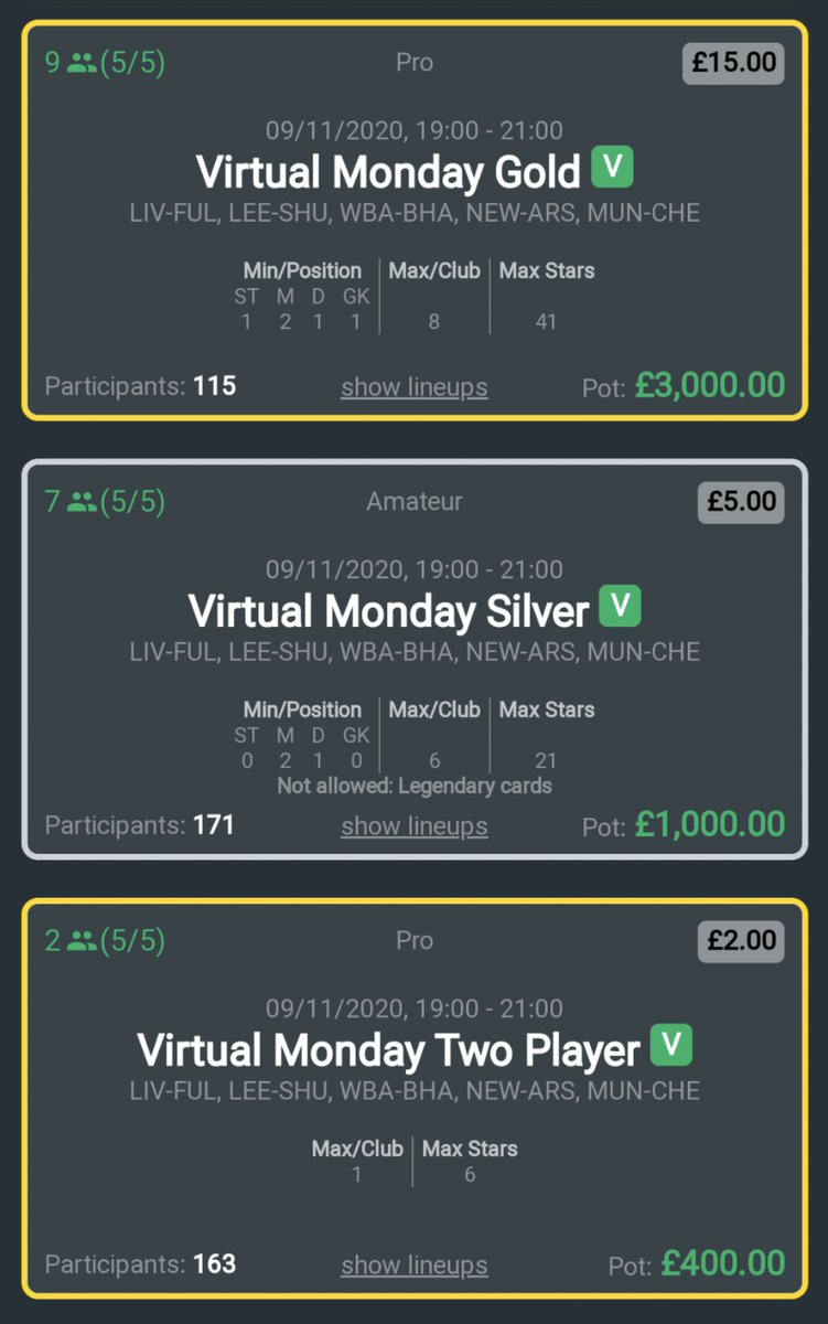 SorareMonkey's tweet photo. Consider me maxed in the @Footstock Monday virtual's. Now watch Fulham & WBA win 1-0!! π€£π Sign up for a bit of virtual fun! #footstock #virtualmonday https://t.co/BsGpWIJwzA