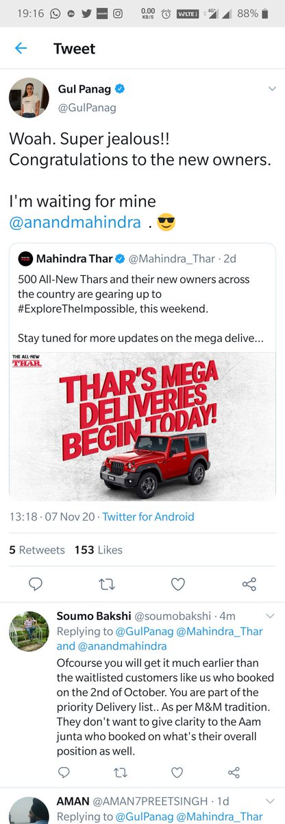 soumobakshi's tweet photo. @Mahindra_Thar @18002096006 @MahindraRise @anandmahindra @GoenkaPk Please continue your good work in satiating the thirst of the privileged class and the who's who 👏👏👏
#whereismythar https://t.co/7AS6SOIdgC