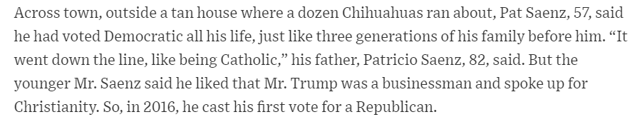 Explanation : Christianity. Except Biden is the one who's Catholic, so this doesn't make a ton of sense to me.