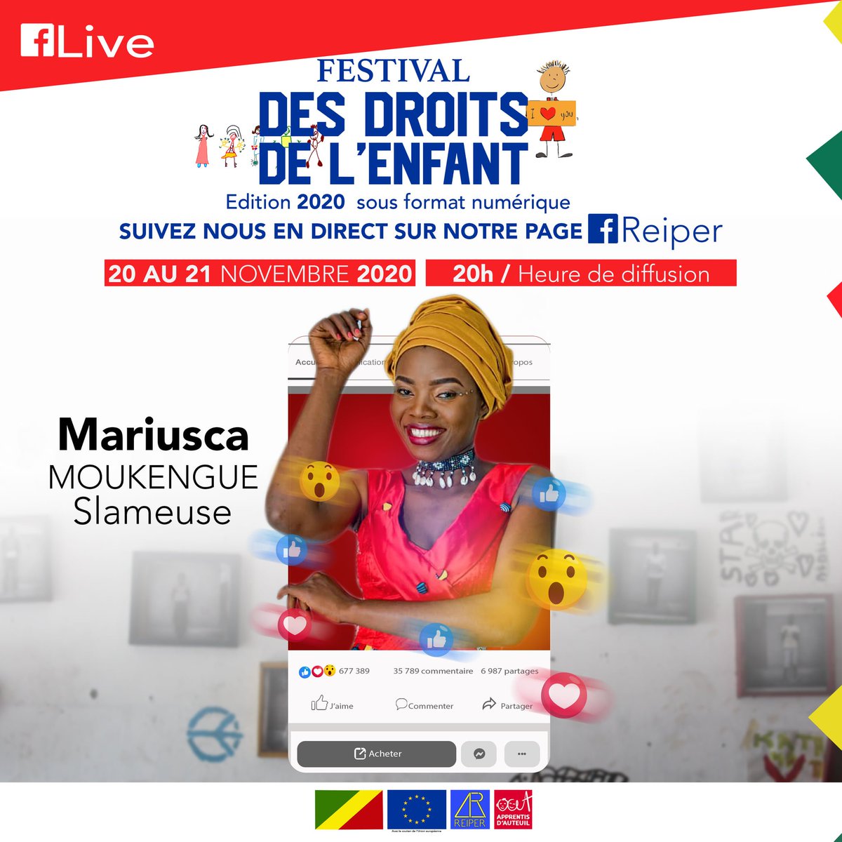 Mariusca3's tweet photo. Nos jeunes slameurs et slameuses des ateliers #SLAMUNITE, vous donnent rendez_vous sur la page du REIPER:https://t.co/brquTHRBOx  pour la 3è éd du #Festival_des_Droits_de_lenfant 
#Slameuse #ChezMoiAuCongo  #Congo #artist  #ArtistOnTwitter  #Mariusca #Afrique  @UNICEFcongoBZV https://t.co/DC3niy0jVQ