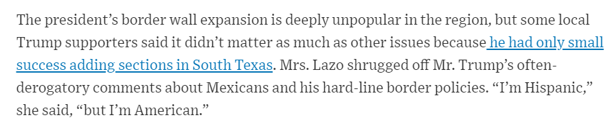 Explanation : Defund the police. Maybe...I'm right with the article that "it didn't resonate". Strange that the much more salient border wall didn't dominate.