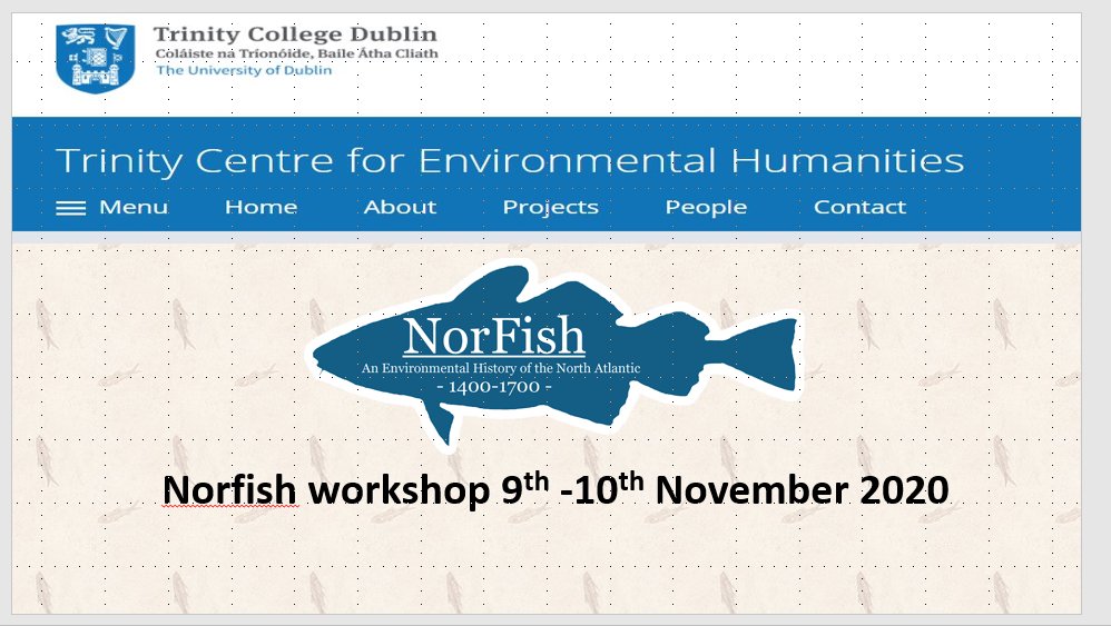 TCEHTCD's tweet photo. Today the Centre held a workshop on the Environmental History of the North Atlantic 1400-1700 #NorFish via zoom, looking at historical evidence of the North Atlantic fish revolution with Prof. Cristina Brito @Crisbri, Dr. Nina Vieira @PtNina & Charles Travis @ctravis4 #4-OCEANS https://t.co/u3h61ytQiB
