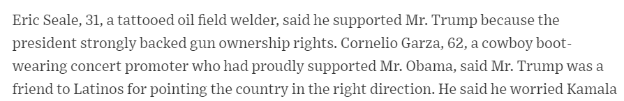 Explanation : gun rights. But, same with Clinton, Obama, etc.