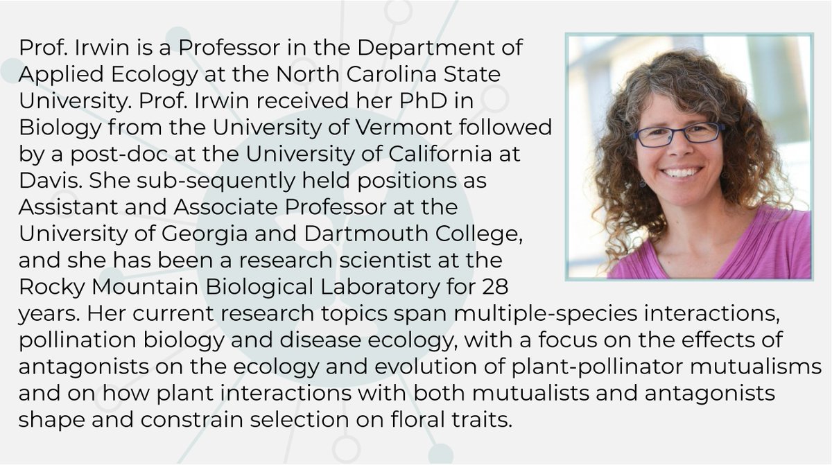 Rebecca Irwin from @NCStateAEC is rounding the plant-animal interaction session off by talking about mutual plant-pollinator interactions in the face of changing environmental conditions. @PlantSciCenter #psc_2020 #PlantInteraction Irwin lab: irwinlab.weebly.com