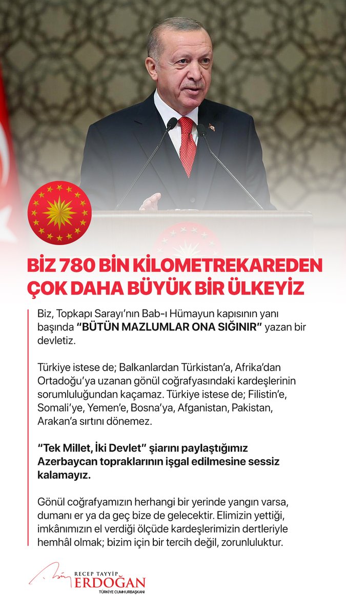 RTErdogan's tweet photo. Biz, 780 bin kilometrekareden çok daha büyük bir ülkeyiz. https://t.co/soBlLWY8Xv