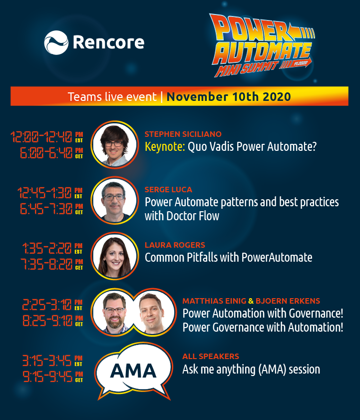 Rencore's tweet photo. ᴏɴᴇ ᴅᴀʏ ᴛᴏ ɢᴏ! We can't wait to see you all at 6pm CET tomorrow for Power Automate Mini Summit 🚀 #BackToTheFlow https://t.co/8MgPW9Bn33 https://t.co/zyDotMmqcU