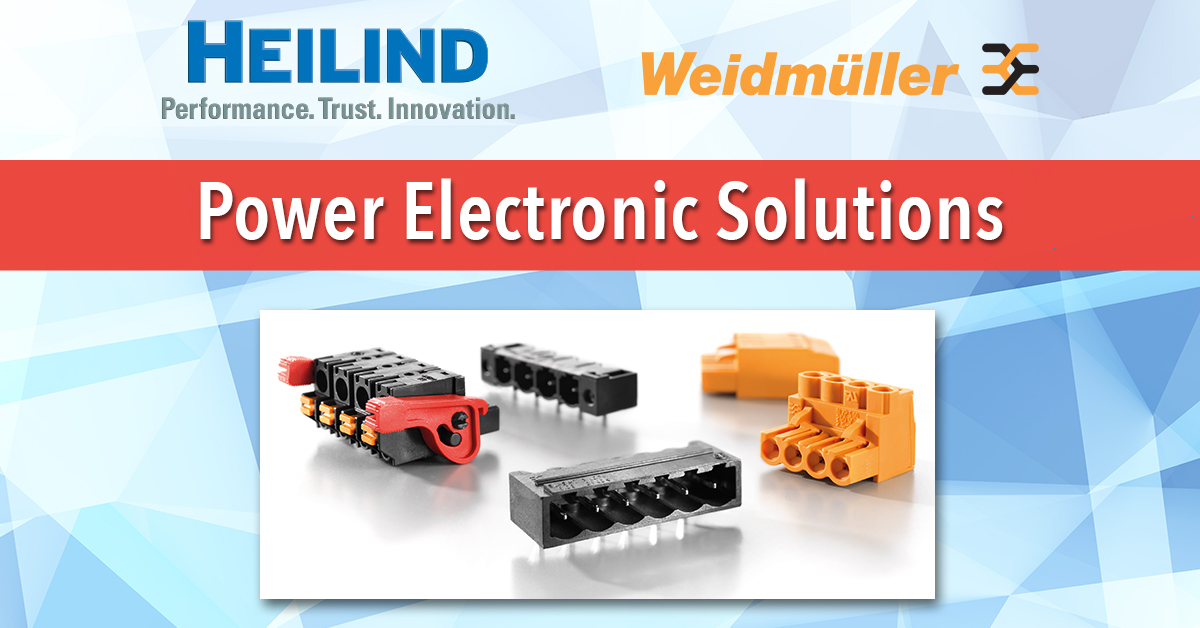 Heilind's tweet photo. Looking for #power #electronics solutions? @WeidmullerUS #OMNIMATE power application-oriented range of PCB terminal blocks &amp; plugin #connectors. https://t.co/1JTuKsasfG https://t.co/8Te5Fnt19j