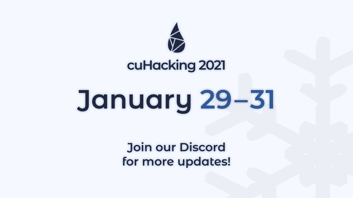 cuhacking's tweet photo. You saw that right! We'll be hosting on our fully VIRTUAL hackathon from January 29 to 31. Want to get more updates? Join our Discord server (link in bio) to get notifications before everyone else! https://t.co/eixIo9TZ8p