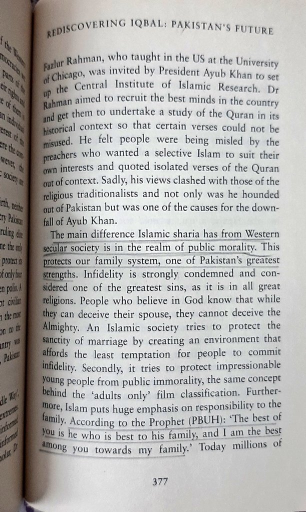 "The main difference Islamic Sharia has from Western secular society is in the realm of public morality. This protects our family system, one of Pakistan's greatest strengths"(10/n)