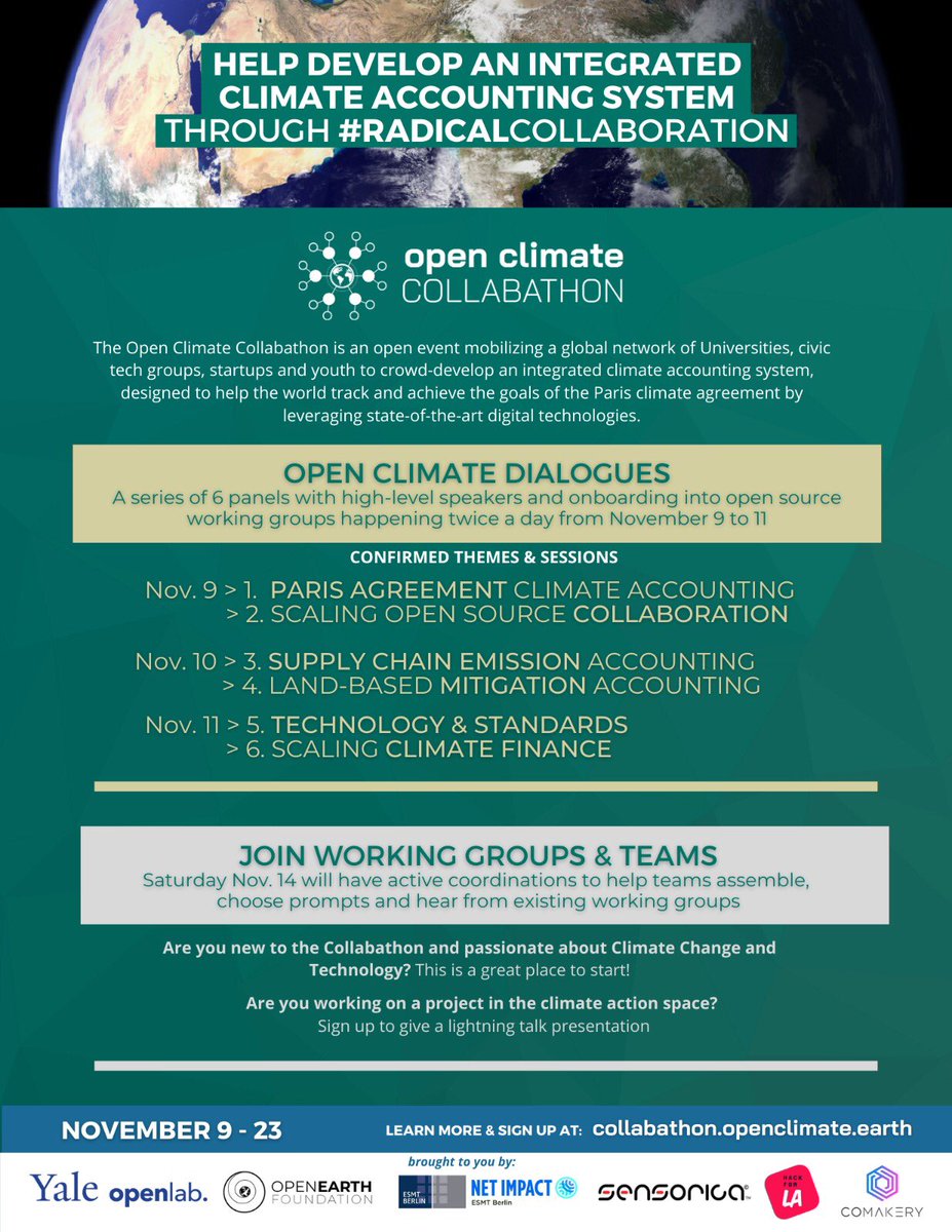 NaimavRF's tweet photo. @OpenCollabathon starts today! Register and help develop an integrated climate accounting system through #radicalcollaboration! https://t.co/Am5LQpfFUV