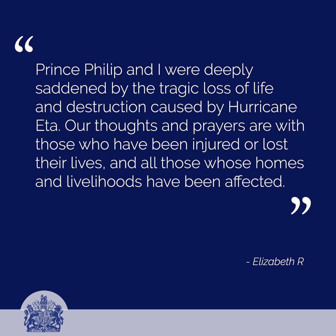 RoyalFamily's tweet image. The Queen’s message to the people of Guatemala, Honduras, Mexico, Panama, Costa Rica and Nicaragua.

#hurricaneeta
