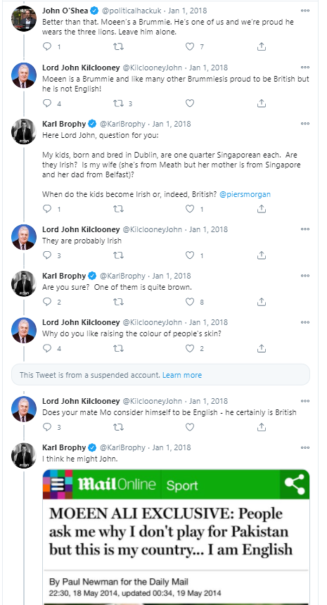 Here is Kilclooney on why Moeen Ali can't be English