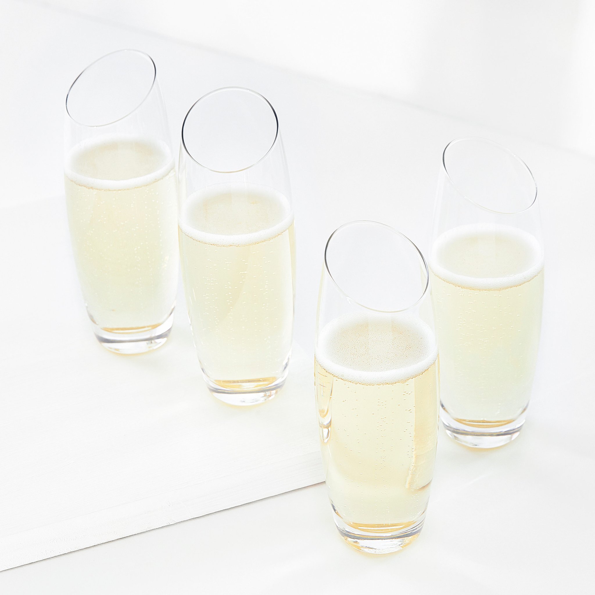 Bomshbee Sloan Stemless Champagne Flutes NEW in BOX! Set Of 4