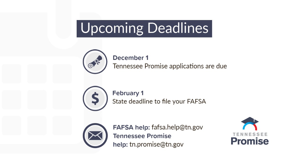 TNHigherEd's tweet photo. ICYMI - the deadline to apply for @TNPromise has been extended! https://t.co/oPTAzpvdcL