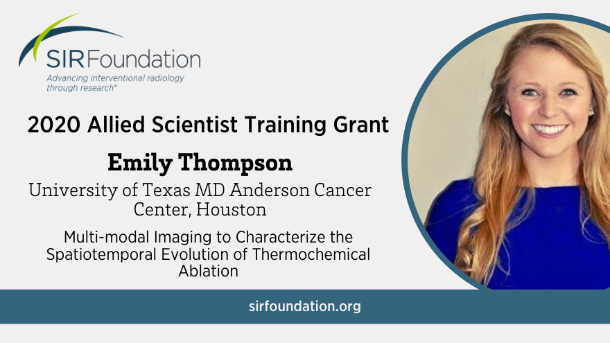 SIR Foundation grants provide recipients with resources to collaborate, learn, and research. Congratulations Emily Thompson, 2020 Allied Scientist Training Grant recipient. <a href="/UTHouston_IR/">UT Houston_IR</a> <a href="/MDAndersonNews/">MD Anderson Cancer Center</a> <a href="/em_a_thompson/">Emily Thompson, PhD</a>