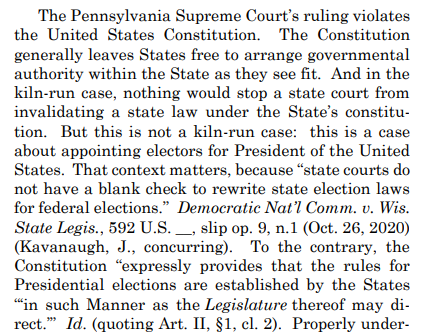 The Attorneys General of OH, MO, AL, AK, FL, KY, LA, MS, SC, SD, & TX have filed amicus briefs in the PA segregated ballots matter before SCOTUS, arguing the PA Supreme Court overstepped its authority in extending the deadline.