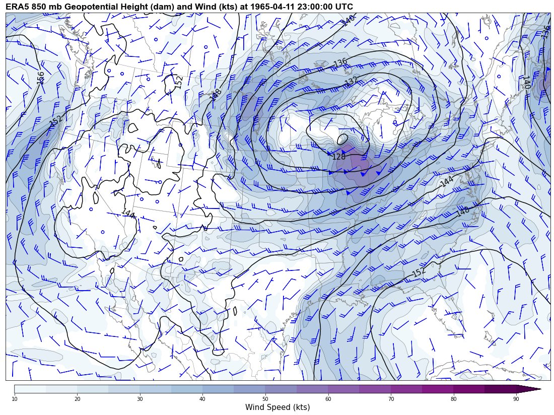 4/11/1965 (Palm Sunday Outbreak) @ 23 UTC. Just incredible dynamics here. 2/11