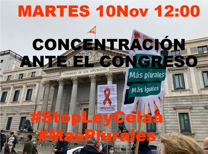 COFAPA_'s tweet photo. Volvemos al Congreso de los Diputados mañana martes 10 de noviembre para decir NO a la #LOMLOE . Las más de 1.138.000 firmas que se han registrado se traduce en un claro #StopLeyCelaa  ¡Seguimos!!!!  Os esperamos, #MasPlurales @MasPlurales https://t.co/V58LFMLAFv