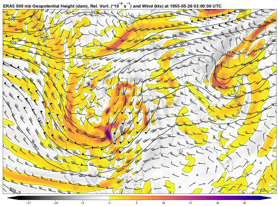 5/26/1955 (Blackwell OK/Udall KS Outbreak) @ 03 UTC. 7/11