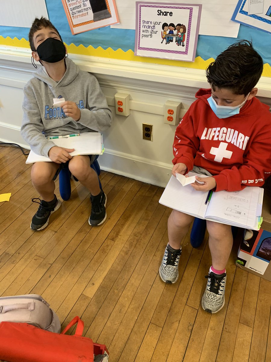 DebNovick's tweet image. Hmmm...how can I show 1/2 shaded blue AND 1/3 shaded green just folding paper???? #thinkers #problemsolvers #communicators