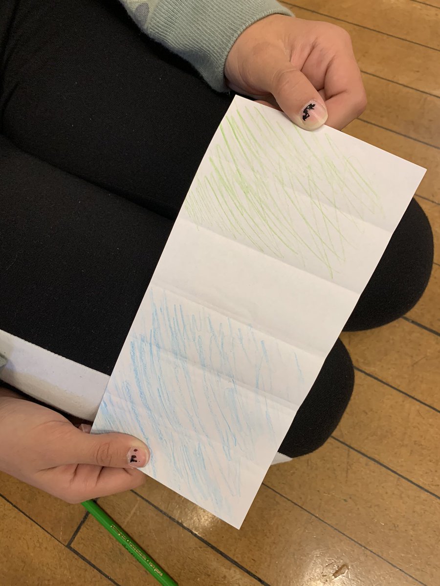 DebNovick's tweet image. Hmmm...how can I show 1/2 shaded blue AND 1/3 shaded green just folding paper???? #thinkers #problemsolvers #communicators