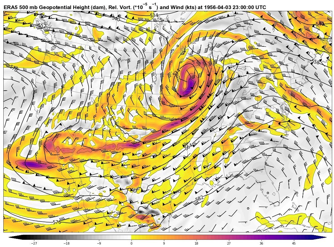 4/3/1956 (Hudsonville MI F5 tornado) @ 23 UTC. Again some similarities here with 4/11/65 and 4/21/67. 8/11