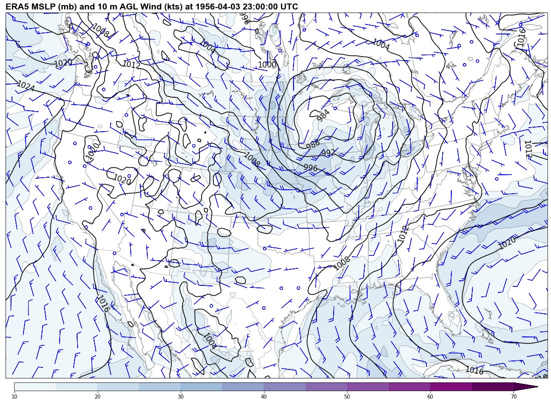 4/3/1956 (Hudsonville MI F5 tornado) @ 23 UTC. Again some similarities here with 4/11/65 and 4/21/67. 8/11