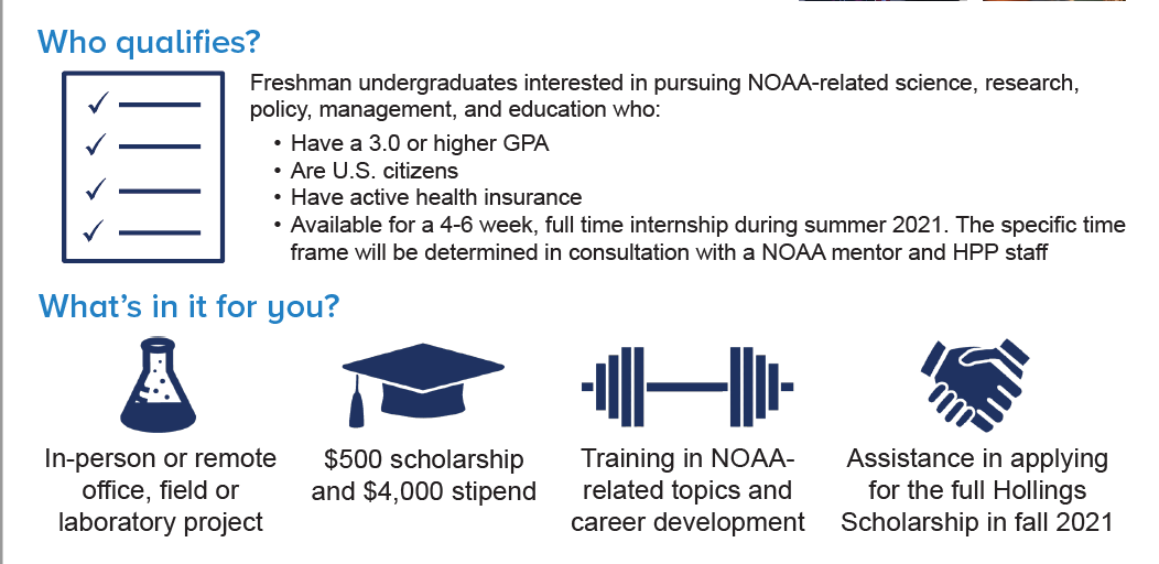 AnneListens's tweet photo. Paid internship with @NOAA for undergrad freshmen!
"Hollings Prep Program" prepare interns to be competitive applicants for another paid internship the following year.
#BlackInSTEM #LatinxInSTEM #BrownInSTEM https://t.co/LTtYf9Cfn9