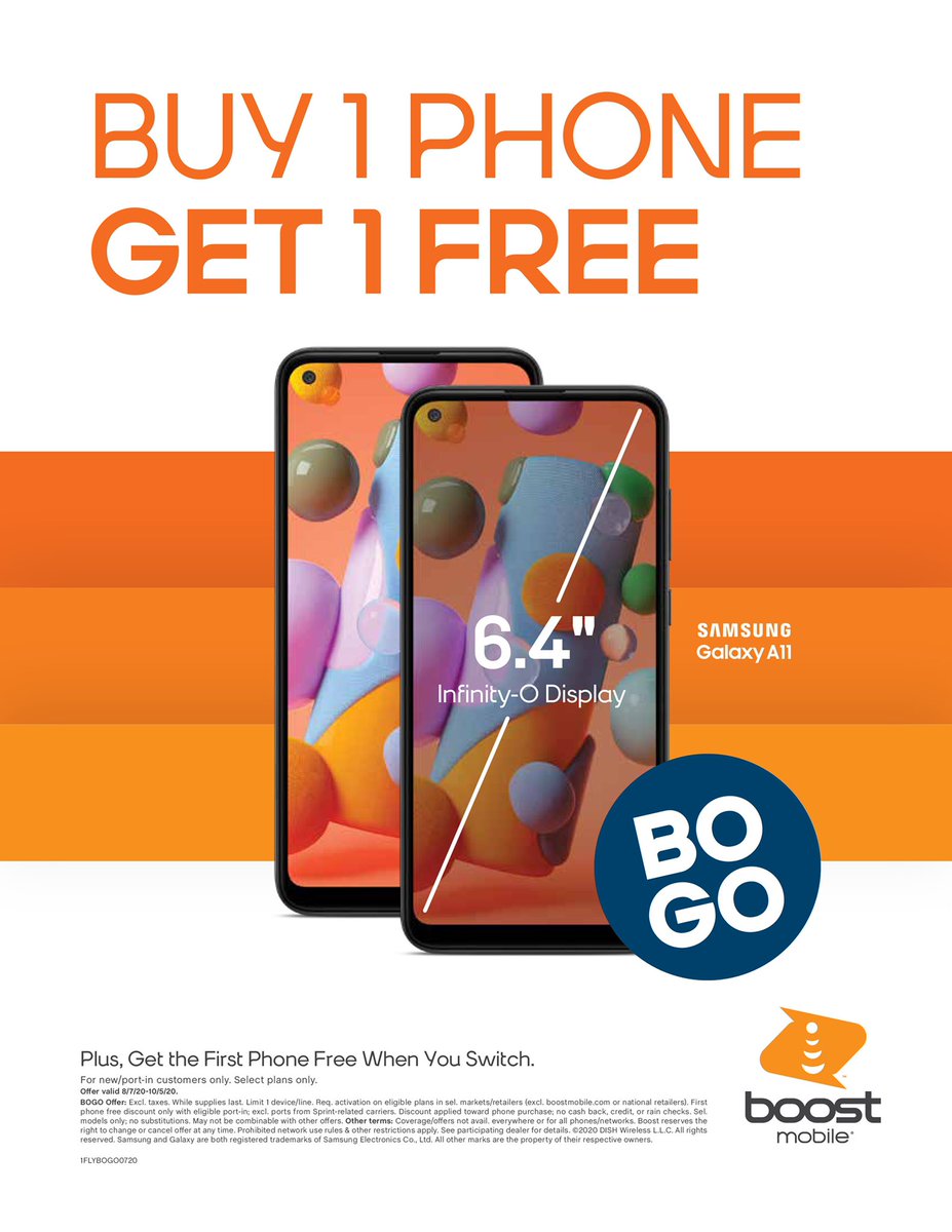 Boost Nation - Today is the last day to get this incredible offer before it is pulled off the shelves!  Stop by any Boost Mobile location and ask for the A11 BOGO Offer!! #bogo #samsung #A11 #boostmobile #boost #offerendstonight