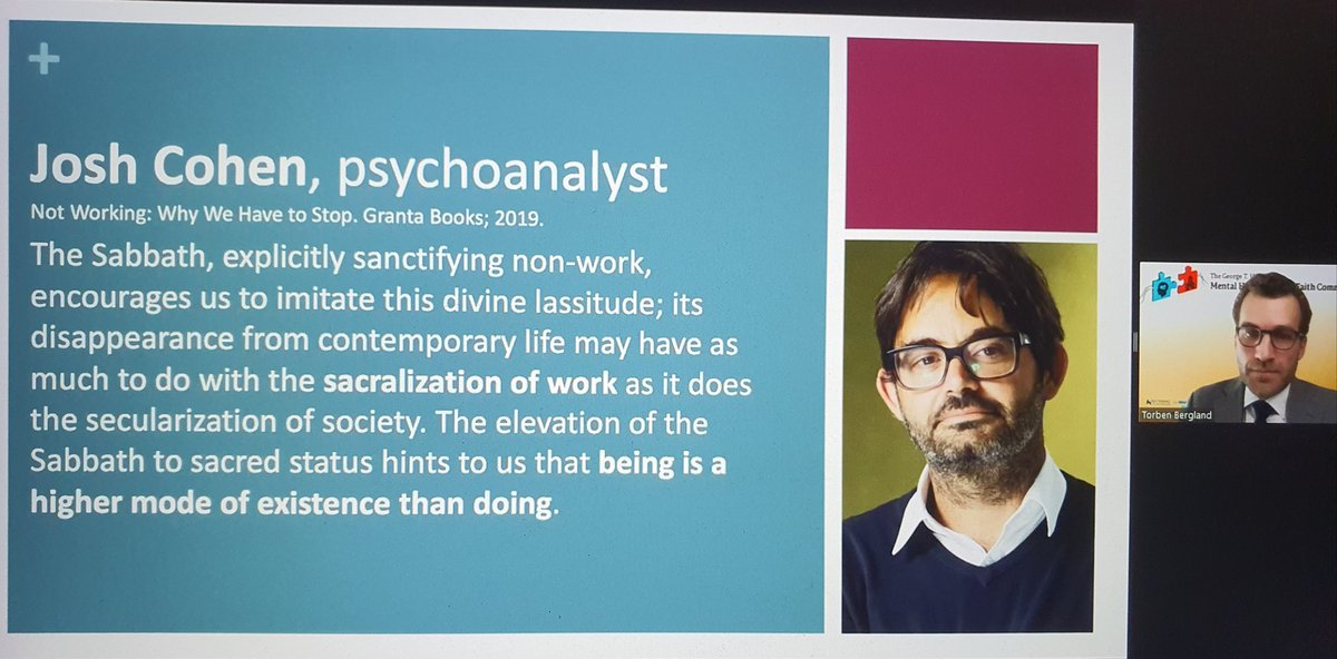 launistor's tweet photo. Dr. Torben Bergland shared a few thoughts from Josh Cohen' 
2019 Book "Not working" during his Webinar at Mental Health and the Faith Community Conference. #biblical #mentalcare Here's one quote: https://t.co/Ppkw2pwk5f