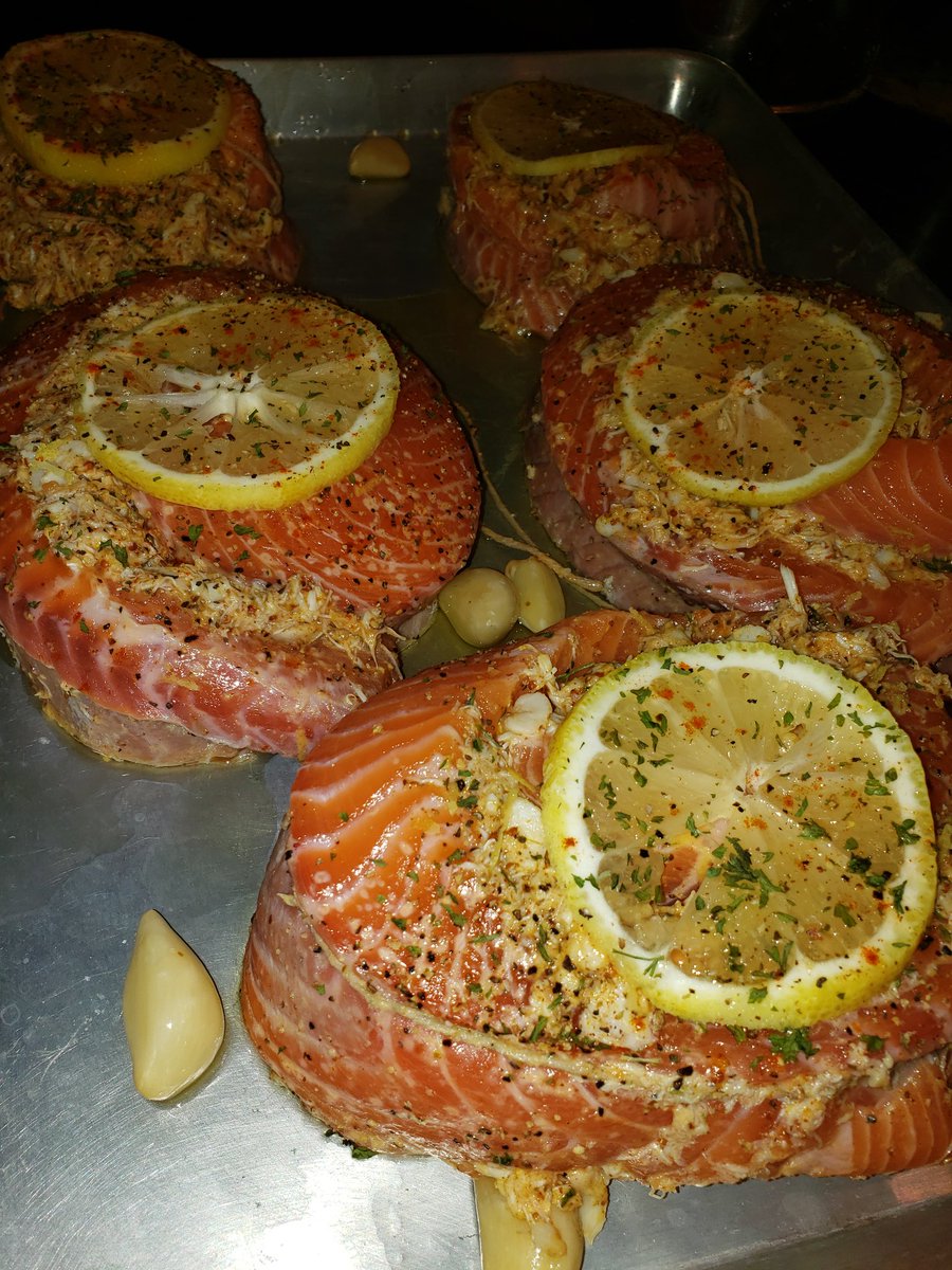 CHEFZAECMC's tweet photo. Honey garlic salmon roll stuffed with lump crab parmasan asparagus and jasmine rice https://t.co/x4NQ5DhMnE