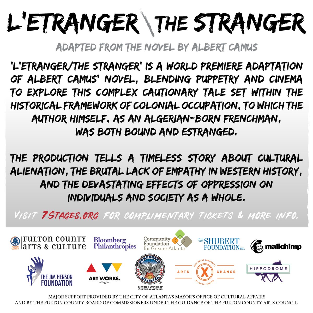 7StagesATL's tweet photo. Home Brew @ Home continues with "L'etranger\ The Stranger" adapted from a novel by Albert Camus and created by Michael Haverty and directed by Bryan Mercer. For complimentary tickets visit the link in our bio!
#Lestranger #thestranger #7stagesatl #atlantatheatre #7SHomebrew #l5p https://t.co/KKJS1ebF6r