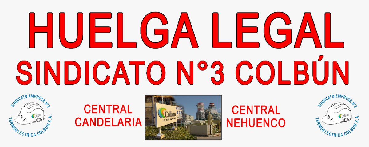 3Colbun's tweet photo. Sin lograr acuerdos con la Compañía, mañana Martes 10 de Noviembre se hace efectiva la Huelga legal. @bernardolarrain @FENASEN_Chile @ColbunEnergia @eo_enlinea @elrancaguino @biobio @TVN @TVNREDOHIGGINS @latercera https://t.co/WKEP6sHQqw