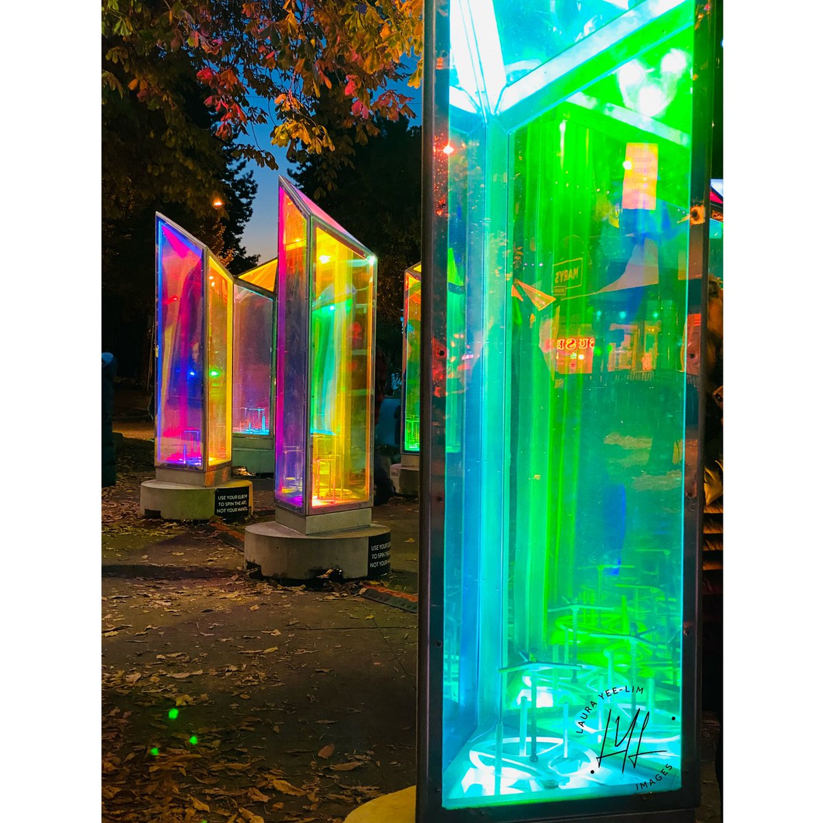 LoLoD_77's tweet photo. We missed @lumiereyvr last year so mum wanted to go before the rain starts this week. Beautiful night, beautiful installations. #vancity #vancouver #art #prisms #bells #jimdevaplaza #crane #tree #bear #englishbay #sunset #starrysky #lights #downtown https://t.co/KcUlMouqi4