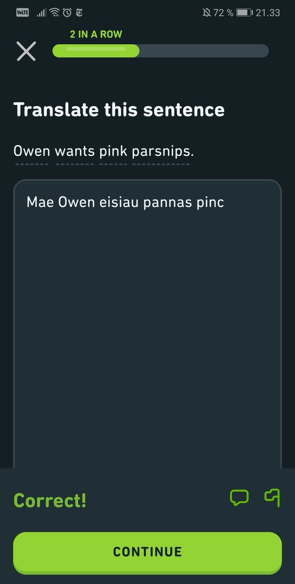 lasersilma's tweet photo. One of the biggest reasons I keep plowing through the Welsh course on @duolingo is that I absolutely need to know what's going to happen next to Owen and his parsnips. I'm invested now! https://t.co/FmGKUojzhE