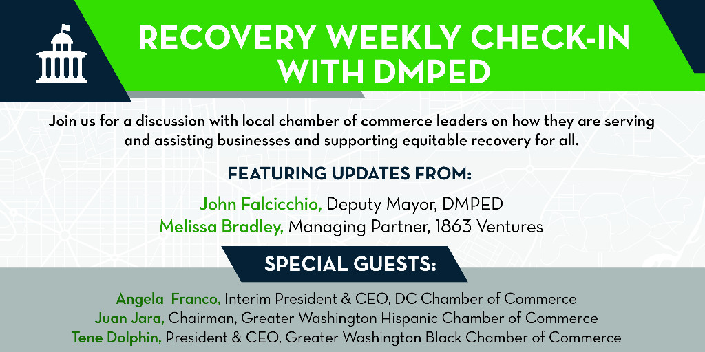 DMPEDDC's tweet photo. Join us tomorrow, Tuesday November 10th at 4:00pm for a discussion with local chamber of commerce leaders on how they are serving and assisting businesses and supporting equitable recovery for all.  @1863ventures @GWBCC @dcchamber @GWHCC 💻View Live at https://t.co/PJ8cIxzIm1 https://t.co/Kcog2uMk6y