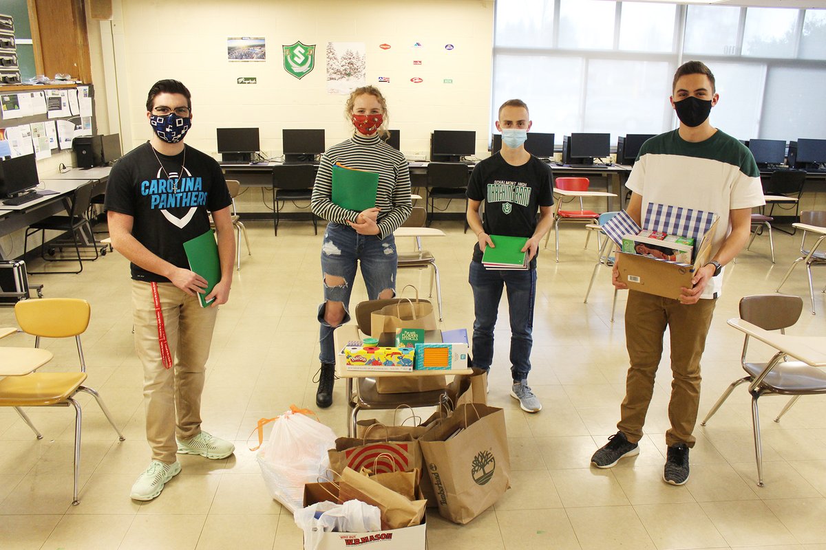 SchalmontCSD's tweet photo. Last week, Jefferson Elementary received school supplies, snacks and other items thanks to National Honor Society. Senior &amp; NHS President April Buechner explained students organized drive after hearing JES could use items because sharing is discouraged due to COVID-19. Great job! https://t.co/P2BLSrQL5N
