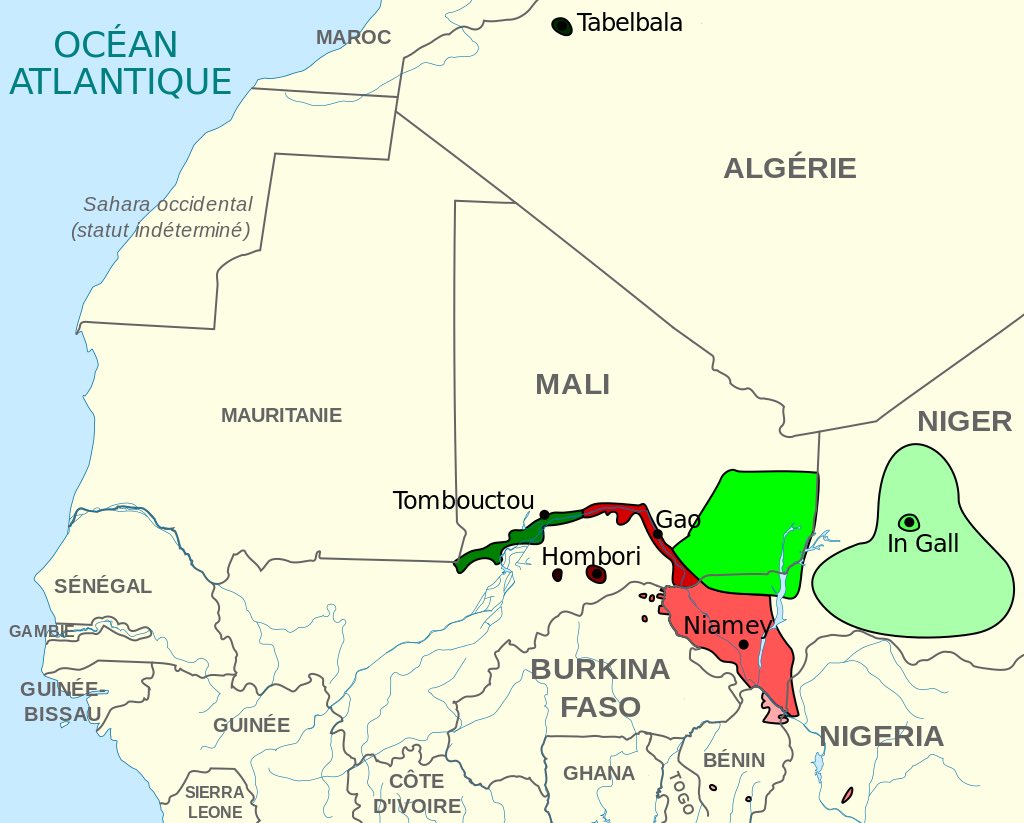 [ thread sur les langues songhai] Le songhai est une langue parlée par environ 3 millions de locuteurs. Principalement dans le nord du mali, le niger, mais aussi plus au Nord dans les oasis de Tabelbala (en Algérie)Il en existe plusieurs variantes.
