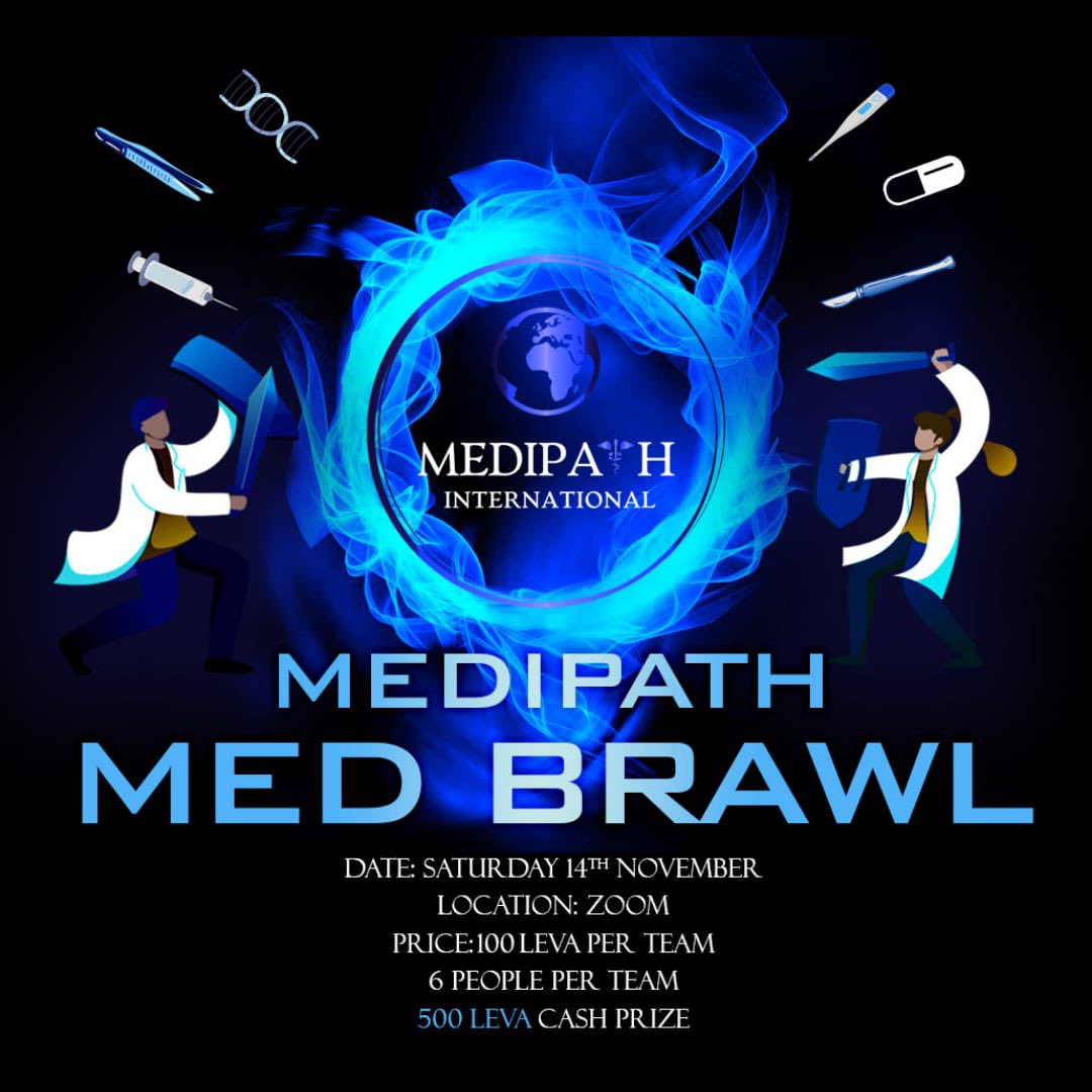 MedipathIntl's tweet photo. Medipath Socials presents: Medipath Med Brawl Fundraiser
The Ultimate International University Medical Quiz. International Medical Quiz for your chance to win a 500 leva (€250) cash prize.                Register now: https://t.co/MRxZPrVBXK https://t.co/O1ZYBTBPDQ