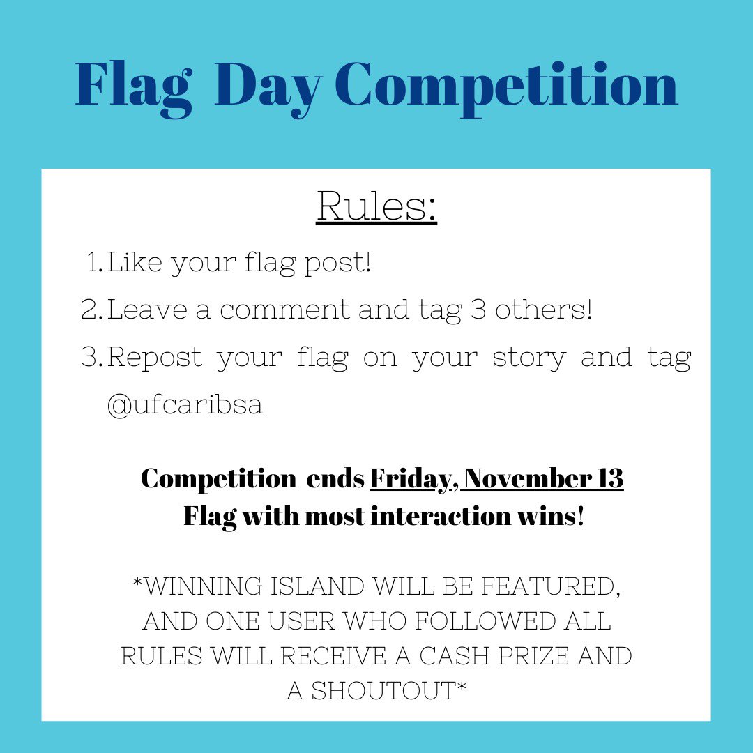 UFCaribsa_'s tweet photo. Day 1

Head over to our Instagram and show some pride for your country! Don’t miss out on the cash prizes 👀 https://t.co/TUfhwzUSBY