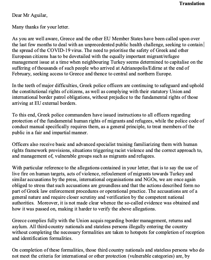 bellingcat's tweet photo. The Greek Minister of Citizen Protection @chrisochoidis has responded to a letter from @EP_Justice regarding the killing of Muhammad al-Arab and Muhammad Gulzar at the Greek border in March 2020. 

He states they are ready to "ready to investigate any alleged incident". https://t.co/3Ng9pLFXsg
