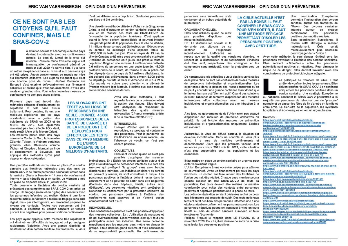 Ce ne sont pas les citoyens qu'il faut confiner, mais le SRAS-COV-2