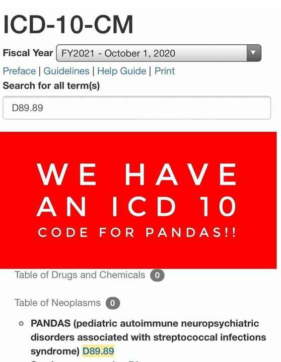 PANDASnetwork's tweet photo. WE HAVE A CDC LEGAL CODE for PANDAS!
ICD 10 Code D89.89

This is important coding that PUSHES insurance companies to consider autoimmune treatment. We are making PROGRESS! This is A HUGE development and helps with legislation, insurance coverage, medical acceptance and more. 🔨 https://t.co/LpaIhzeems