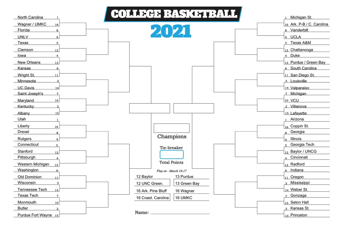 HC_JoeLunardi's tweet photo. #HeatCheckSim preseason bracketology based on probabilities from season simulations:

1 Seeds: 
UNC
Michigan St.
Arizona
Utah

Last four in:
Baylor
UNC Greensboro
Purdue
Green Bay

First eight out:
Clemson
Wofford
BYU
Oklahoma
Missouri
Western Mich
Temple
Miami FL https://t.co/OR6pegfVSk