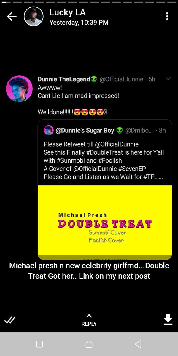 DmiboyM's tweet photo. Out and @OfficialDunnie loves it Please Y'all gon listen 
#doubleTreat
No dream is too big @OfficialDunnie please check ur DM 🙏🙏🙏❤❤😩😩😍😍
https://t.co/fQpcXKEiUH https://t.co/zUOb72oomJ