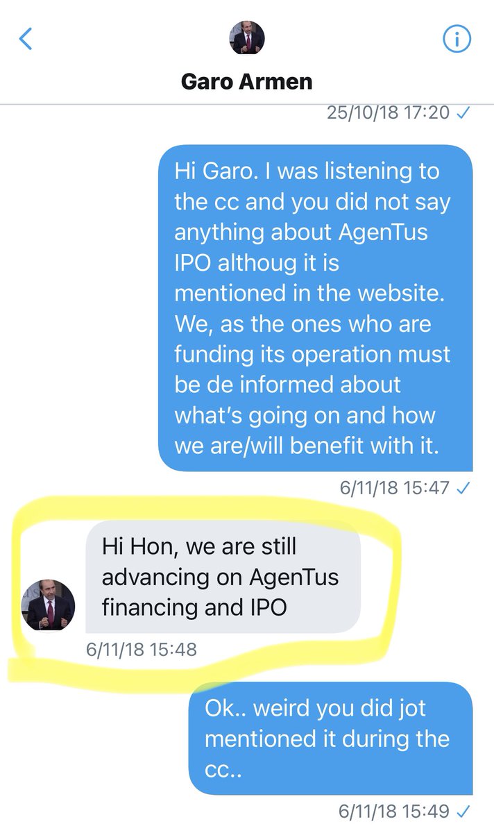 CAP_DXB's tweet photo. @Agentus_CellTX @JoeGrossman7 What happened with @Agentus_CellTX spin-off more than 2 years overdue? Who is paying for Agentus operation costs? This message is from 2 years ago.. and still not happening. $AGEN https://t.co/AZdcC7FScI